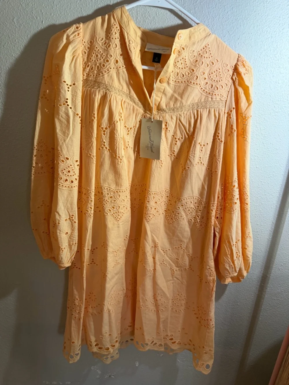 Universal Thread NWT Eyelet Embroidered Mini Dress - Peach/Apricot, Size XS - Picture 3 of 5